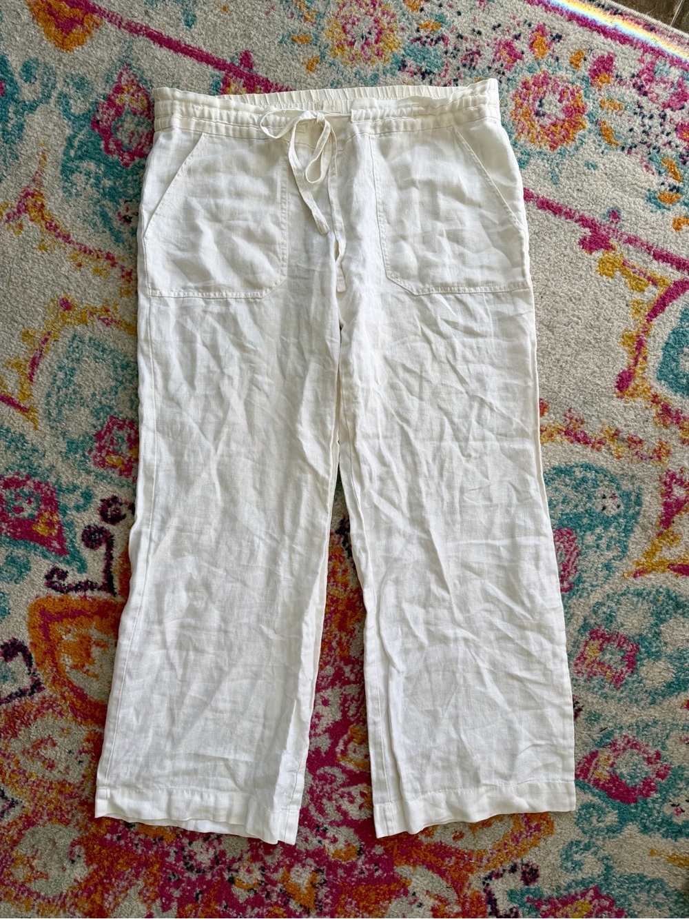 stem White Wide-Leg Linen Pants